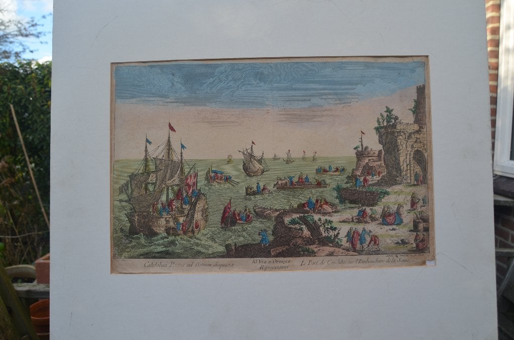 Parijse Opticaprent 18e eeuws., Antiek en Kunst, Kunst | Etsen en Gravures, Dagelijks leven, Ophalen of Verzenden, 50 cm, 1700 - 1799