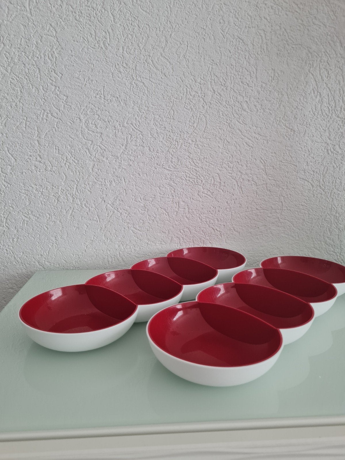 Tupperware serveerschalen set - rood/wit, Ophalen of Verzenden, Gebruikt, Rood, Schaal