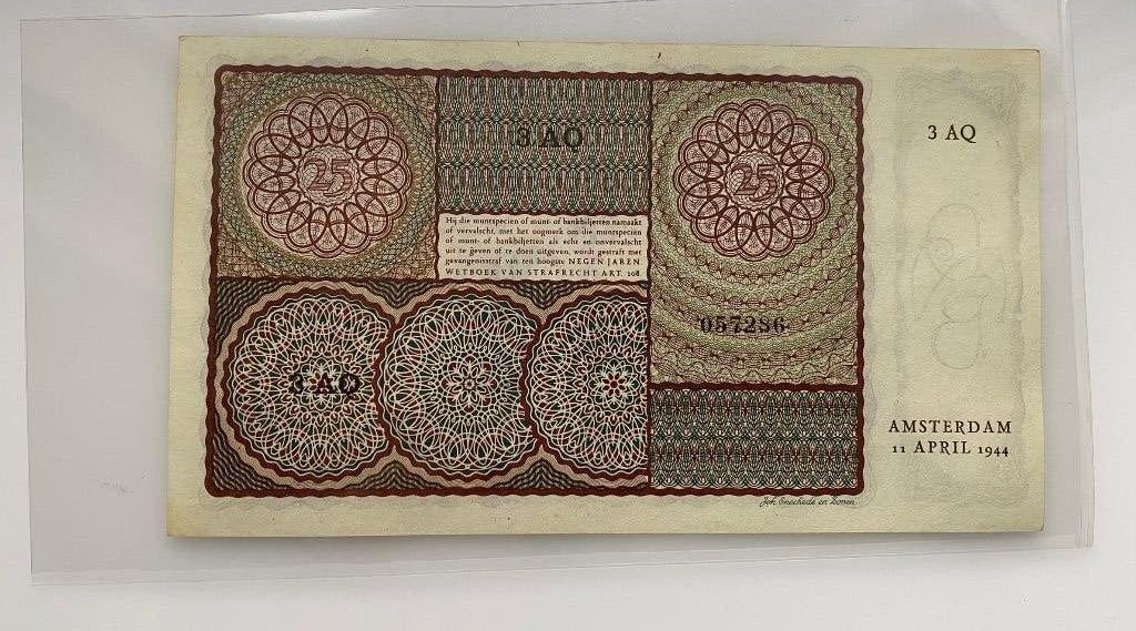 Set 2 biljet 25 gulden het 'Prinsesje' uit 1944 en 1940, Ophalen of Verzenden, 25 gulden, Setje