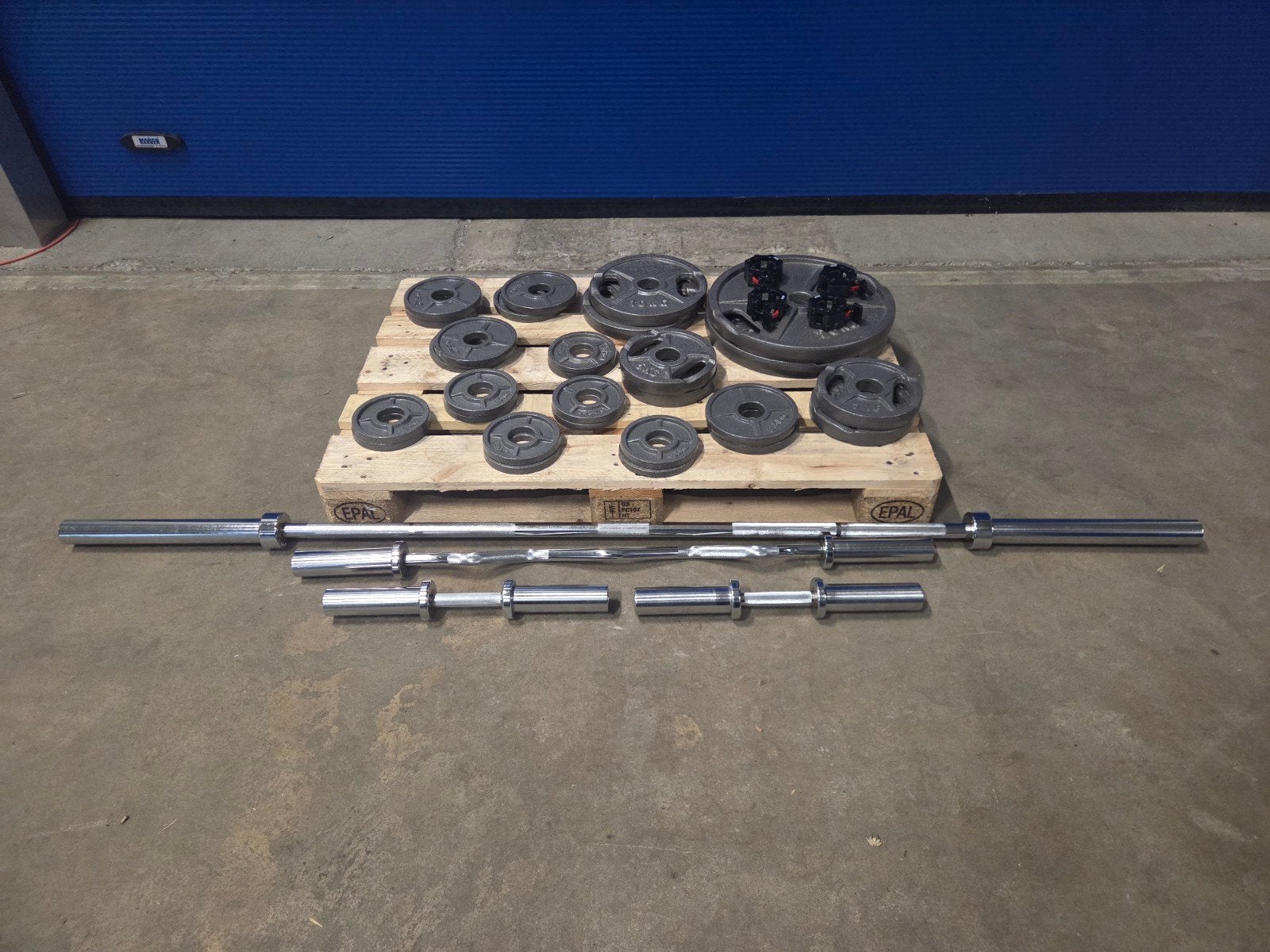Olympische halterstang curlstang Dumbells gewichten 115kg, Sport en Fitness, Fitnessmaterialen, Ophalen, Nieuw