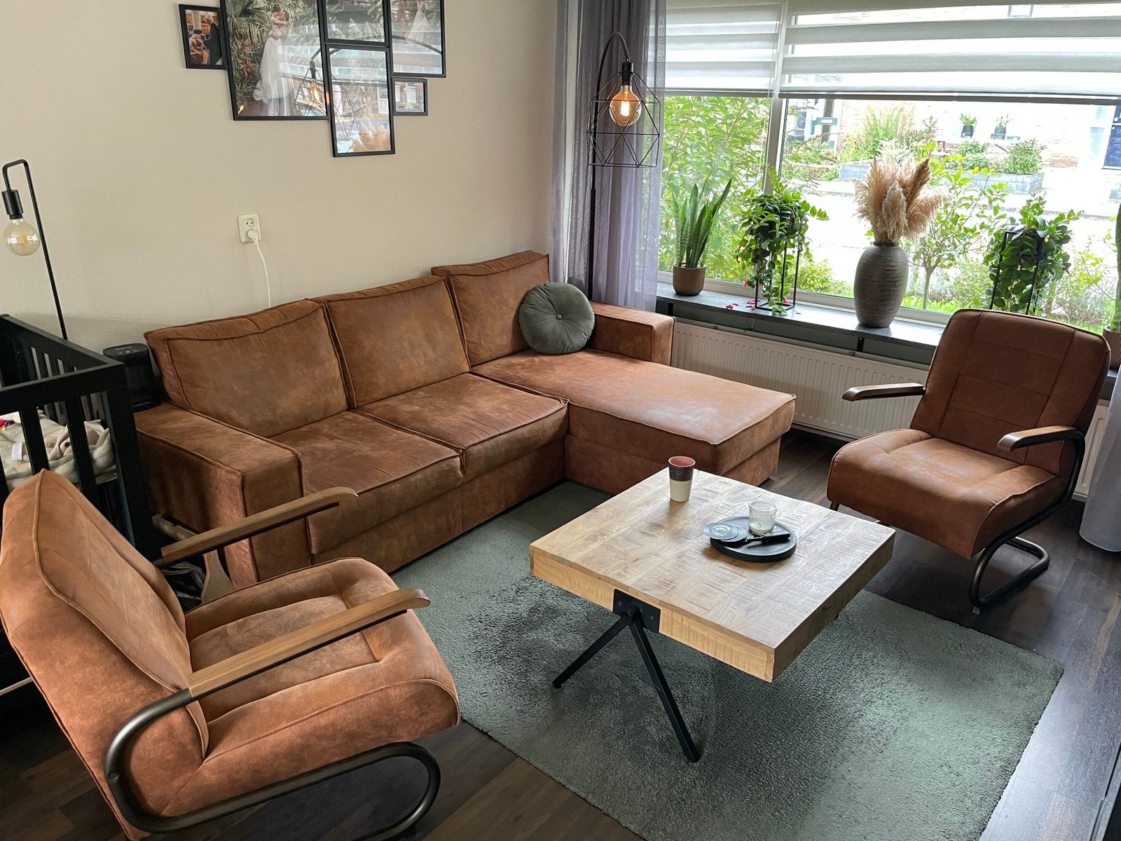 Hoekbank met opbergruimte en 2 fauteuils, Ophalen, 250 tot 300 cm, Gebruikt, 100 tot 125 cm