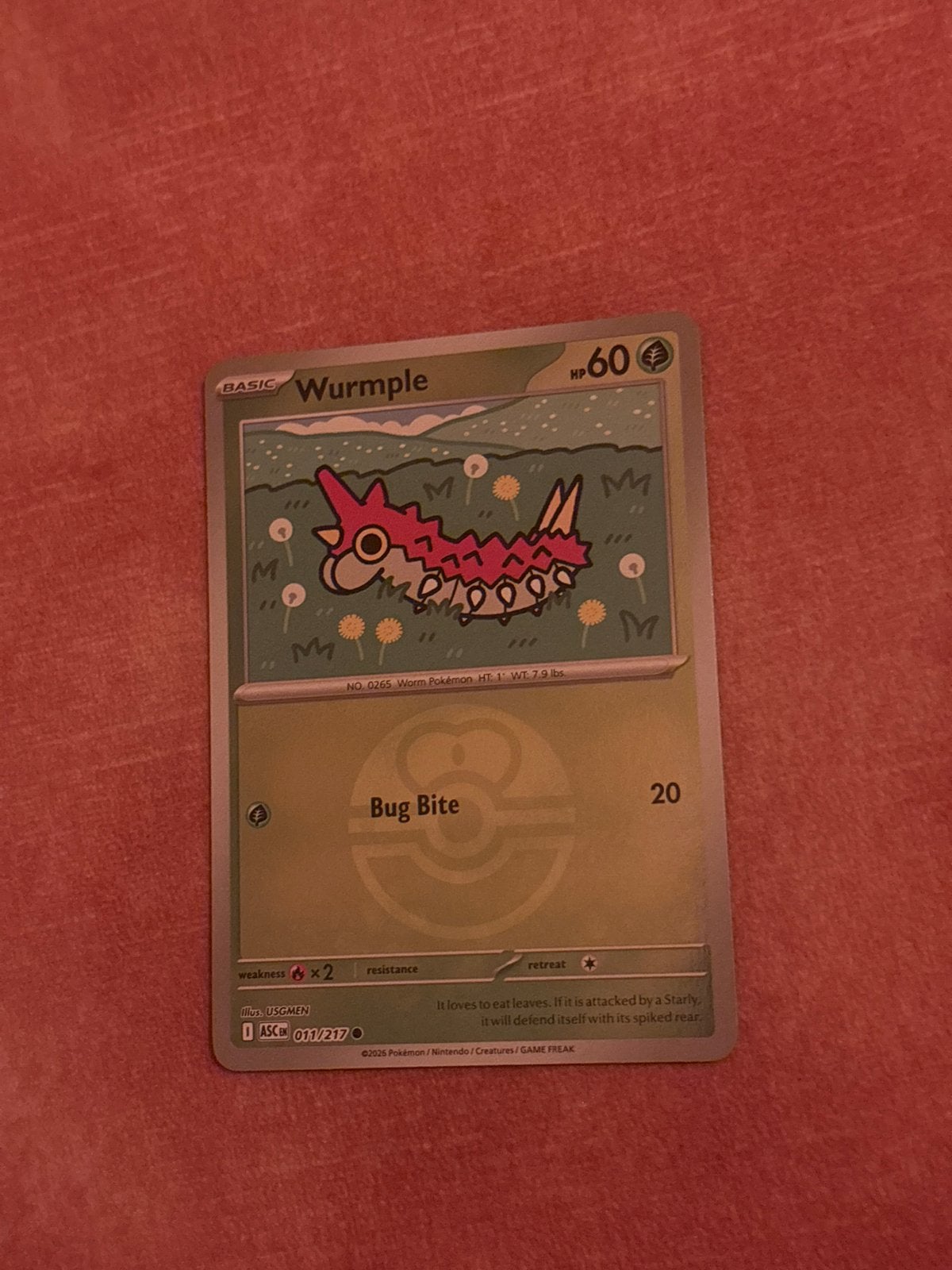 Wurmple 011/217 Reverse Holo - Pokémon Ascendant Heroes, Ophalen of Verzenden, Zo goed als nieuw, Losse kaart, Foil
