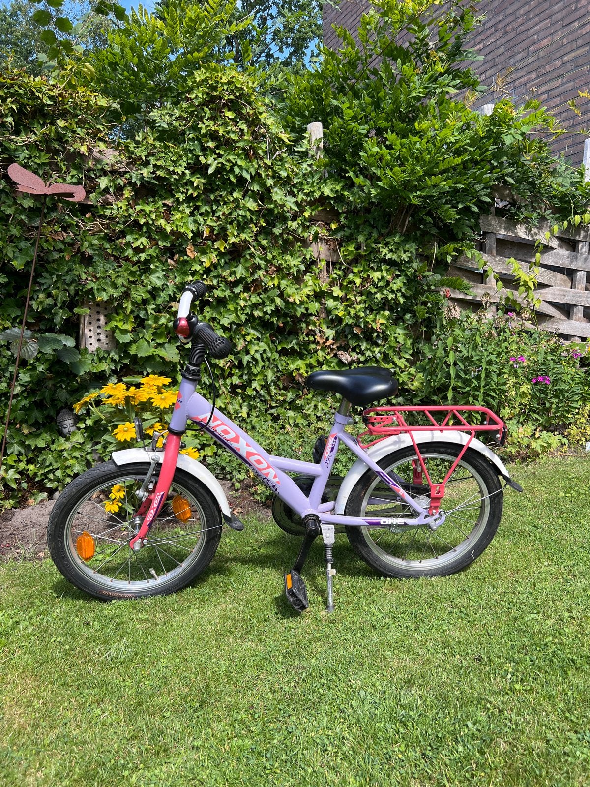 Noxon kinderfiets 16 inch - paars/roze, Ophalen, Gebruikt, Terugtraprem, 16 tot 20 inch