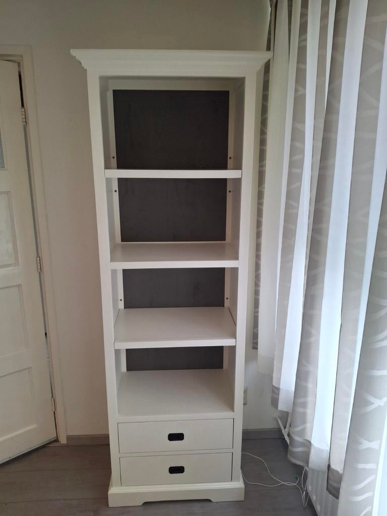 Witte boekenkast met lades en planken, Huis en Inrichting, Kasten | Boekenkasten, Ophalen, Met plank(en), Gebruikt, 200 cm of meer