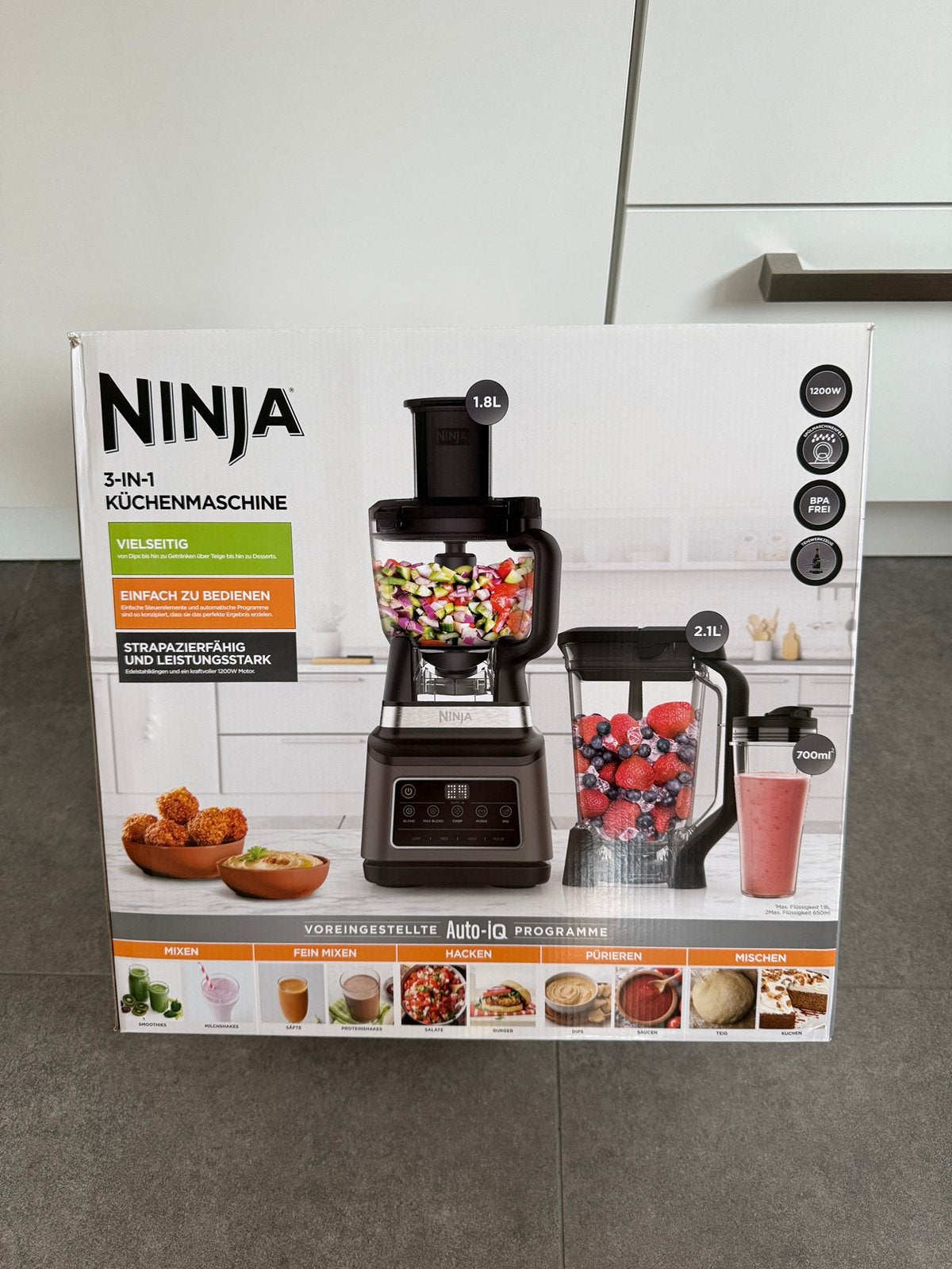 Ninja 3-in-1 Food Processor, 1 tot 2 liter, 3 snelheden of meer, Ophalen of Verzenden, Zo goed als nieuw