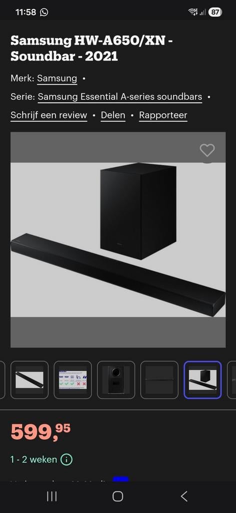 Samsung hw-a650 soundbar 430 watt, Ophalen of Verzenden