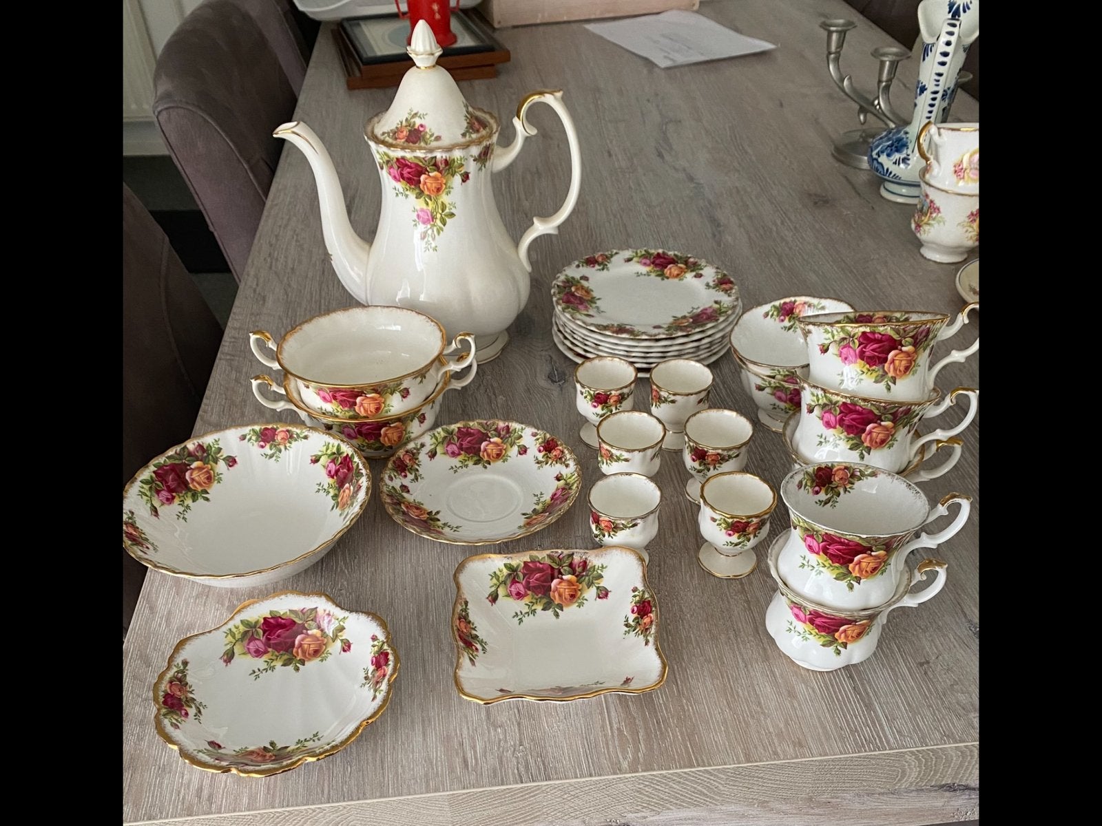 Prachtig Royal Albert Old Country Roses servies en meer, Antiek en Kunst, Ophalen of Verzenden