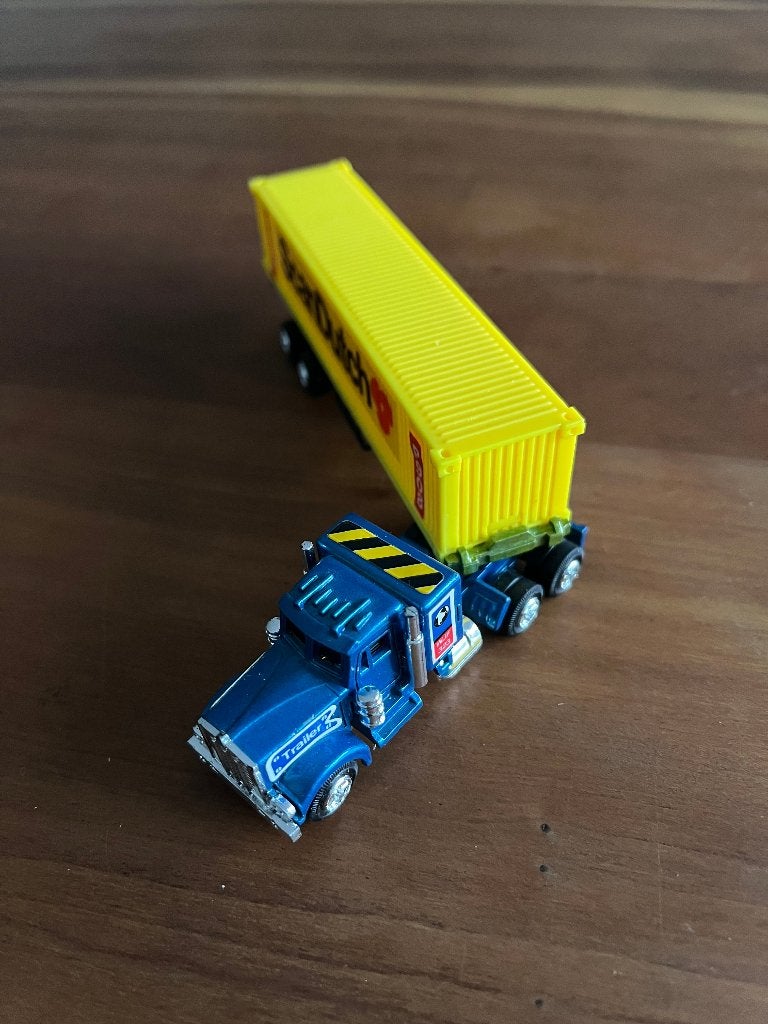 Vrachtwagen met gele aanhanger Scan Dutch model nr P908, Overige merken, Auto, Groter dan 1:32, Ophalen of Verzenden