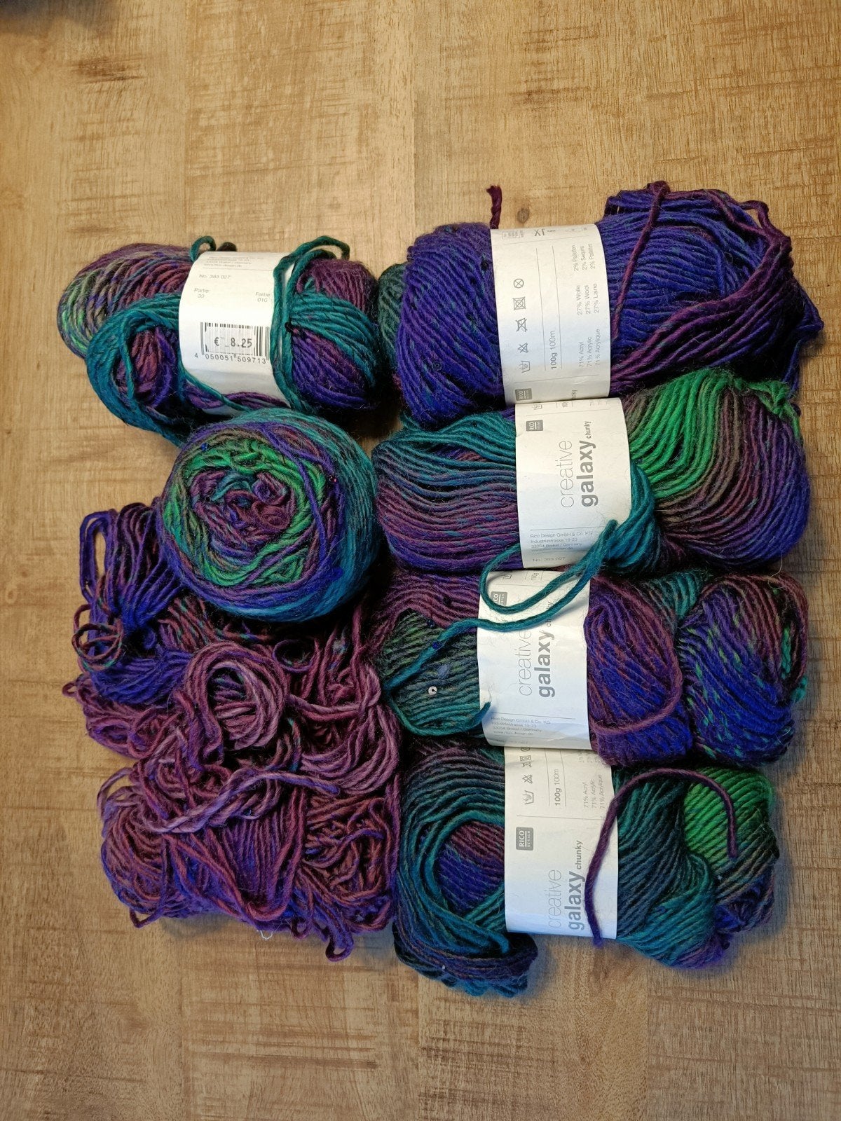 Breigaren Rico (Galaxy) paars groen 7 bollen, Hobby en Vrije tijd, Ophalen of Verzenden, Nieuw, Breien of Haken, Wol of Garen