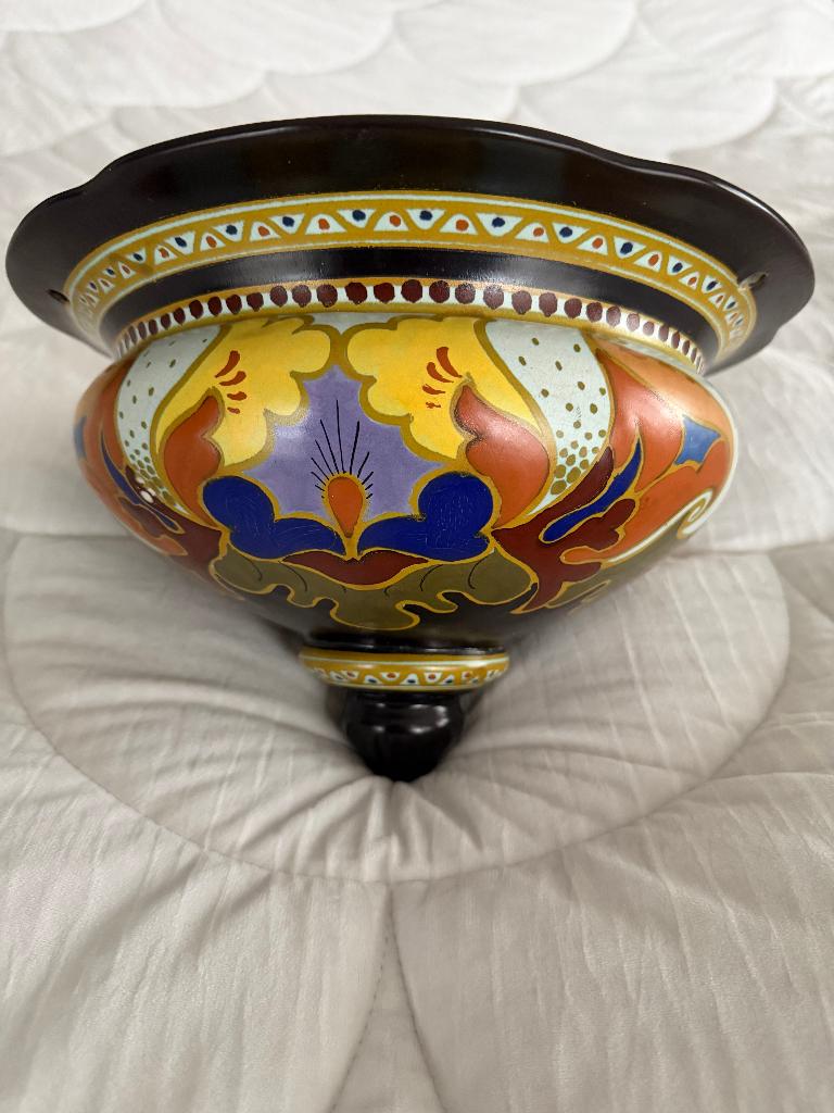 Art Deco plateel aardewerk hangpot - Antiek ca. 100 jaar oud, Ophalen