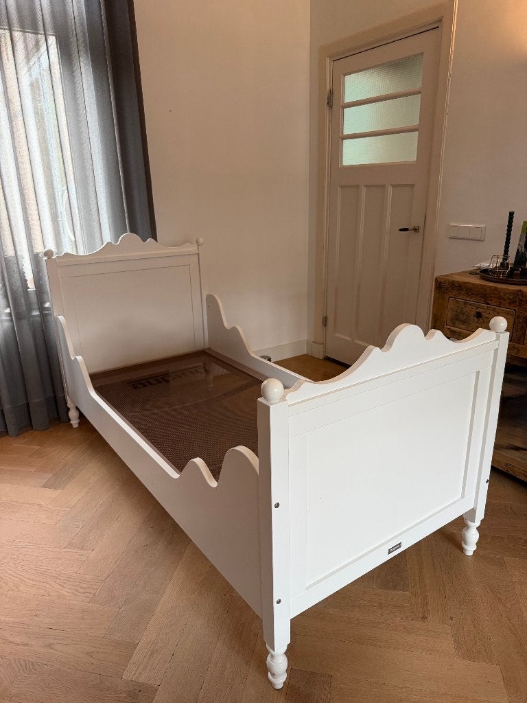 Sierlijk wit Bopita Belle bed 90x200 met spiraal van Auping, 85 tot 100 cm, Gebruikt, 180 cm of meer, Ophalen