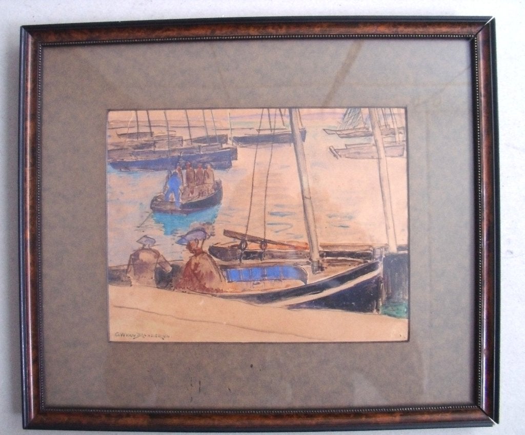 G.W. van Blaaderen (1873-1935) - Douarnenez - aquarel -, Antiek en Kunst, Kunst | Overige Kunst, Ophalen of Verzenden