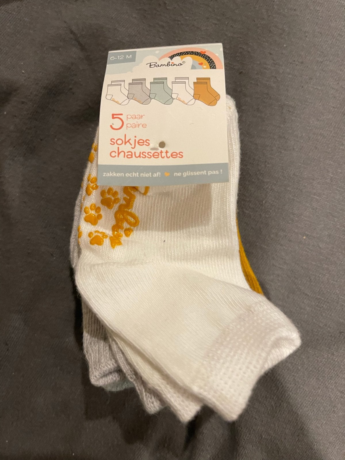 Bambino antislip sokjes 6-12 maanden (5 paar), Ophalen of Verzenden, Nieuw