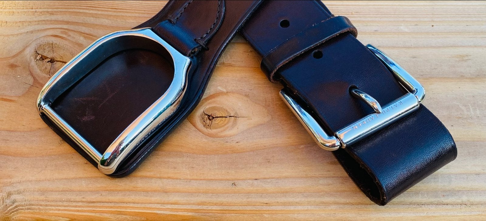 Ralph Lauren Limited Edition p label  Bruine Kalfsleren Riem, Ophalen of Verzenden, Zo goed als nieuw, Bruin, Echt leder