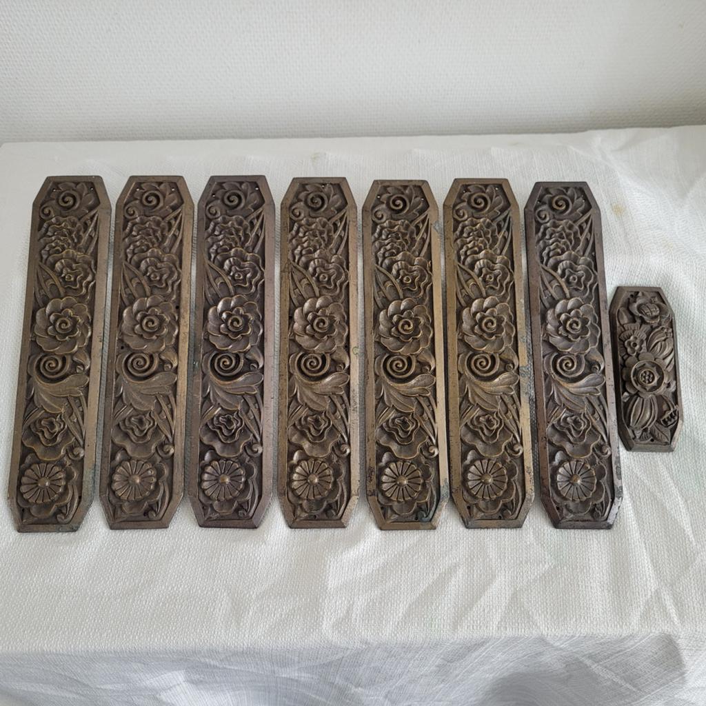 antieke bronzen vingerplaat deurbeslag duwplaat art nouveau, Antiek en Kunst, Curiosa en Brocante, Verzenden