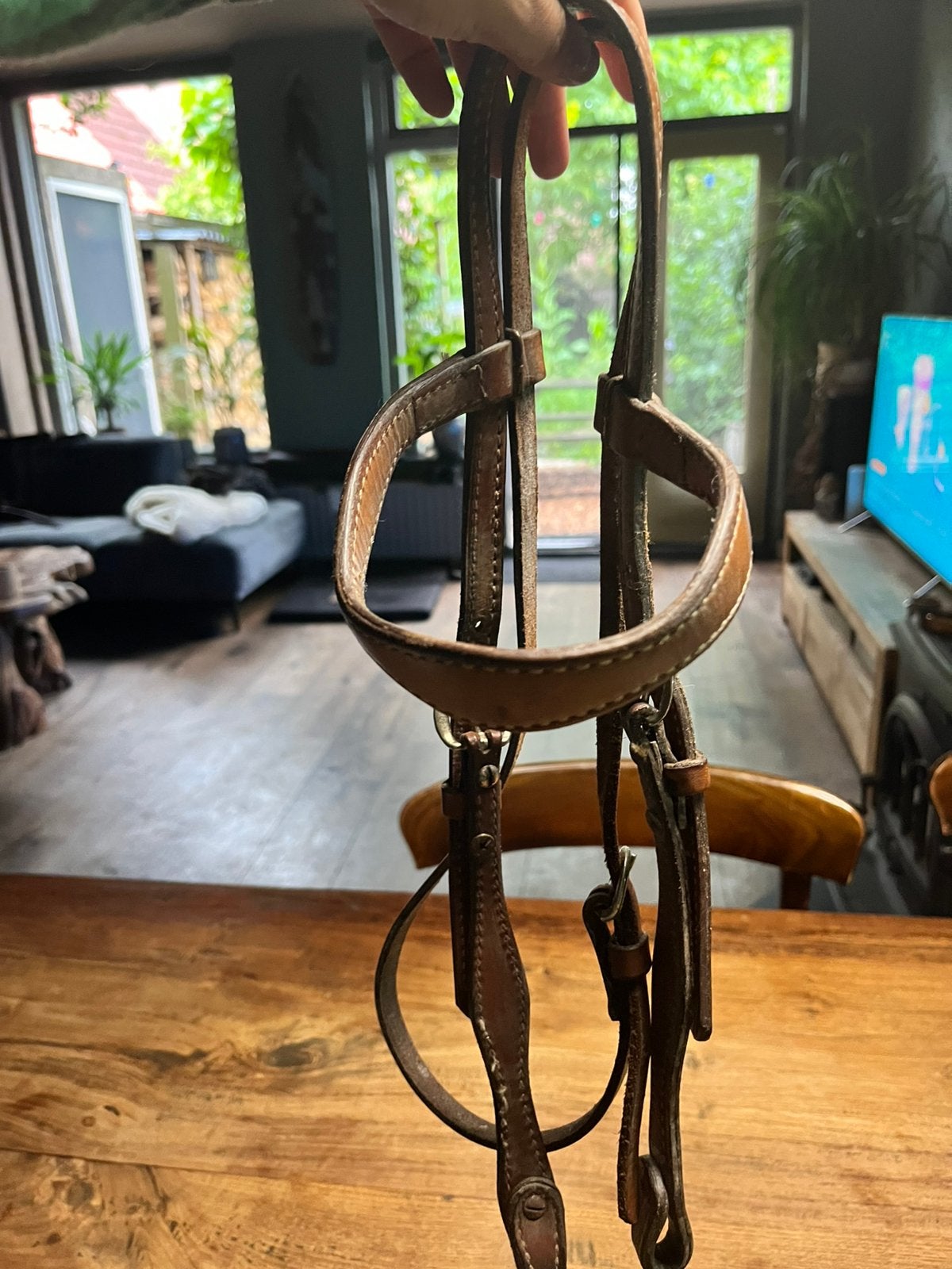 Bruin Leren western hoofstel maat cob, Ophalen of Verzenden, Gebruikt, Western