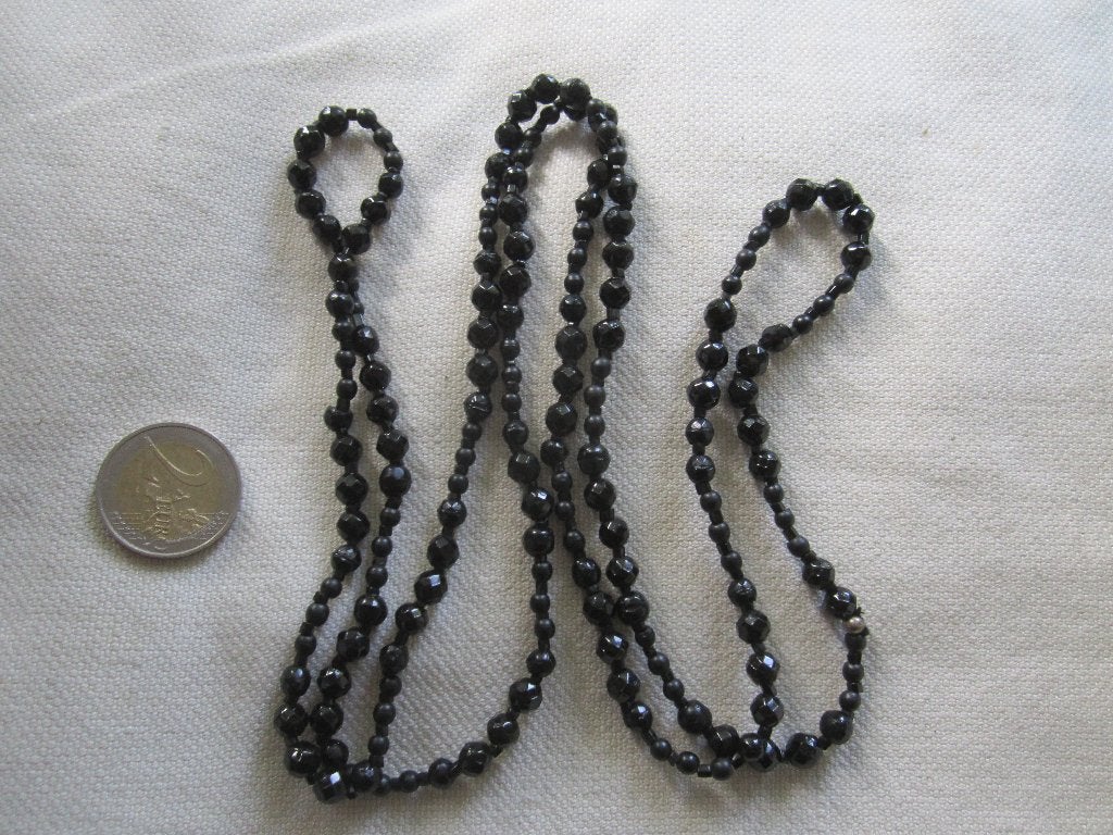 40.  Schitterende oude ketting, French jet, 120cm, Sieraden, Tassen en Uiterlijk, Ophalen, Overige materialen, Ketting