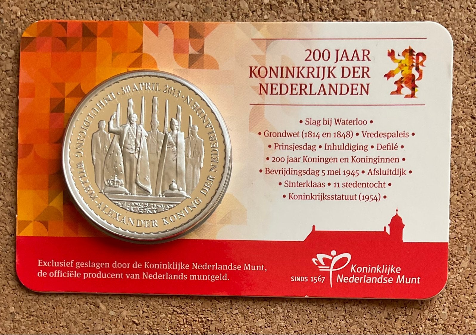 Penning NEDERLAND COINCARD Inhuldiging Willem Alexander 2013, Postzegels en Munten, Penningen en Medailles, Ophalen of Verzenden