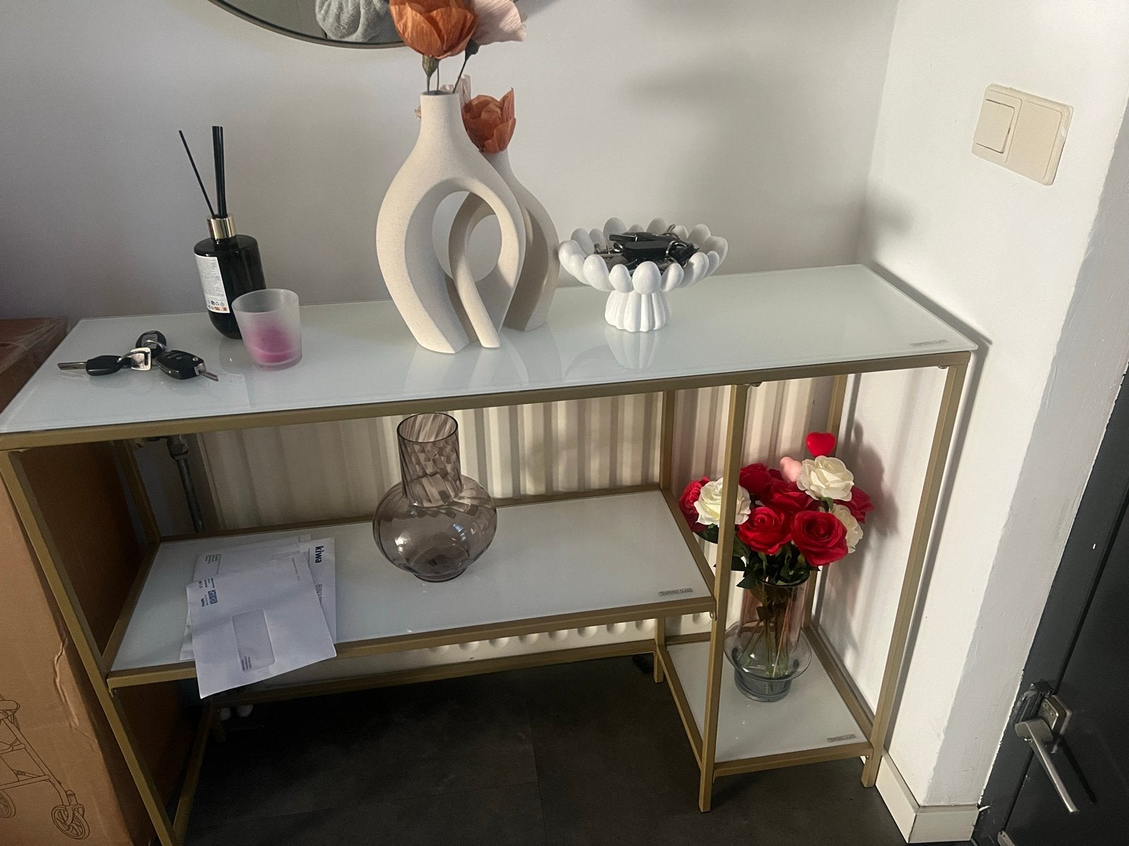 Dressoir met bijpassende spiegel, Ophalen, Met plank(en), 100 tot 150 cm, 25 tot 50 cm