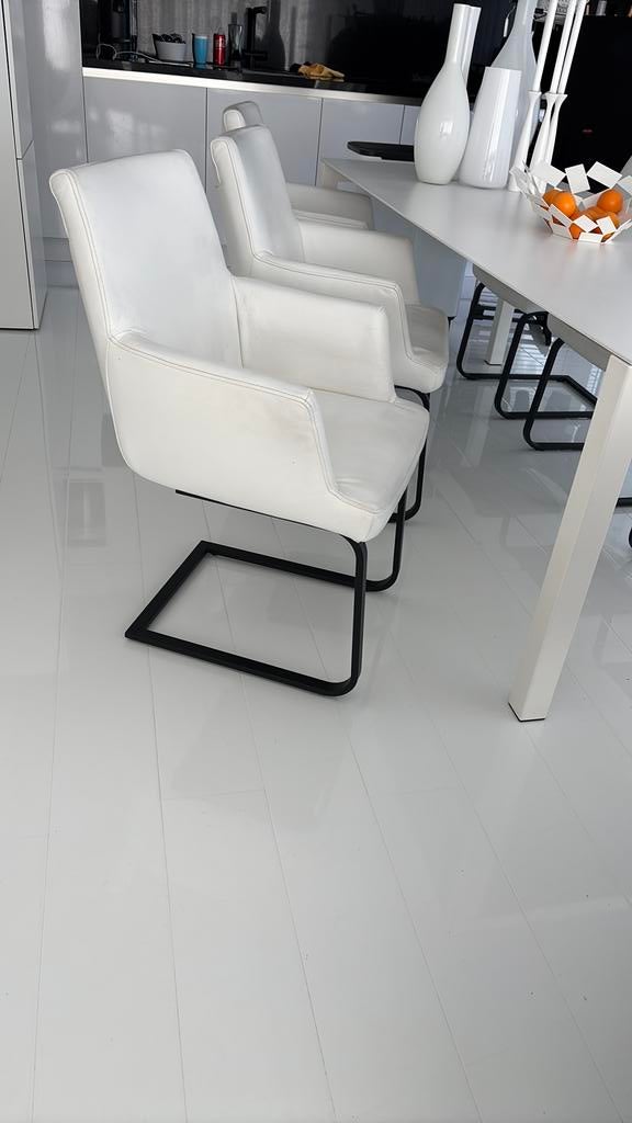 Stoelen, Huis en Inrichting, Stoelen, Gebruikt, Wit, Leer, Ophalen of Verzenden