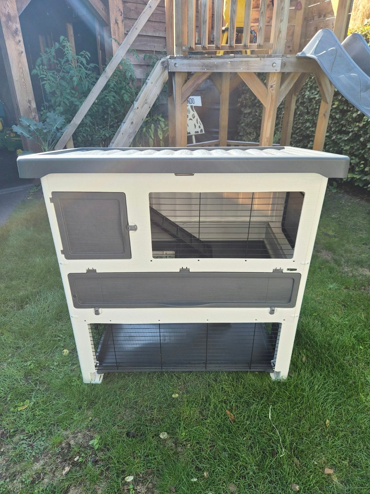 Ferplast Konijnenhok Grand Lodge 120 Plus – Grijs (Schoon &, Dieren en Toebehoren, Ophalen, 110 cm of meer, Hok, 90 cm of meer