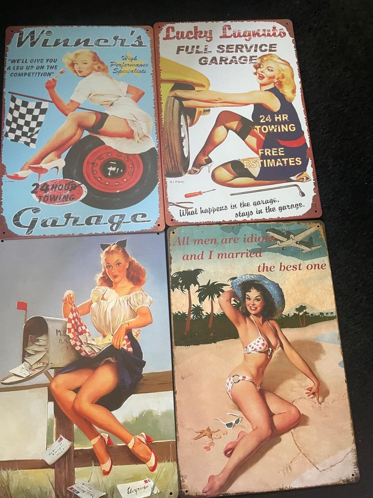 Vintage Pin-up en Marilyn Monroe Metalen Borden, Ophalen of Verzenden, Gebruikt, Reclamebord