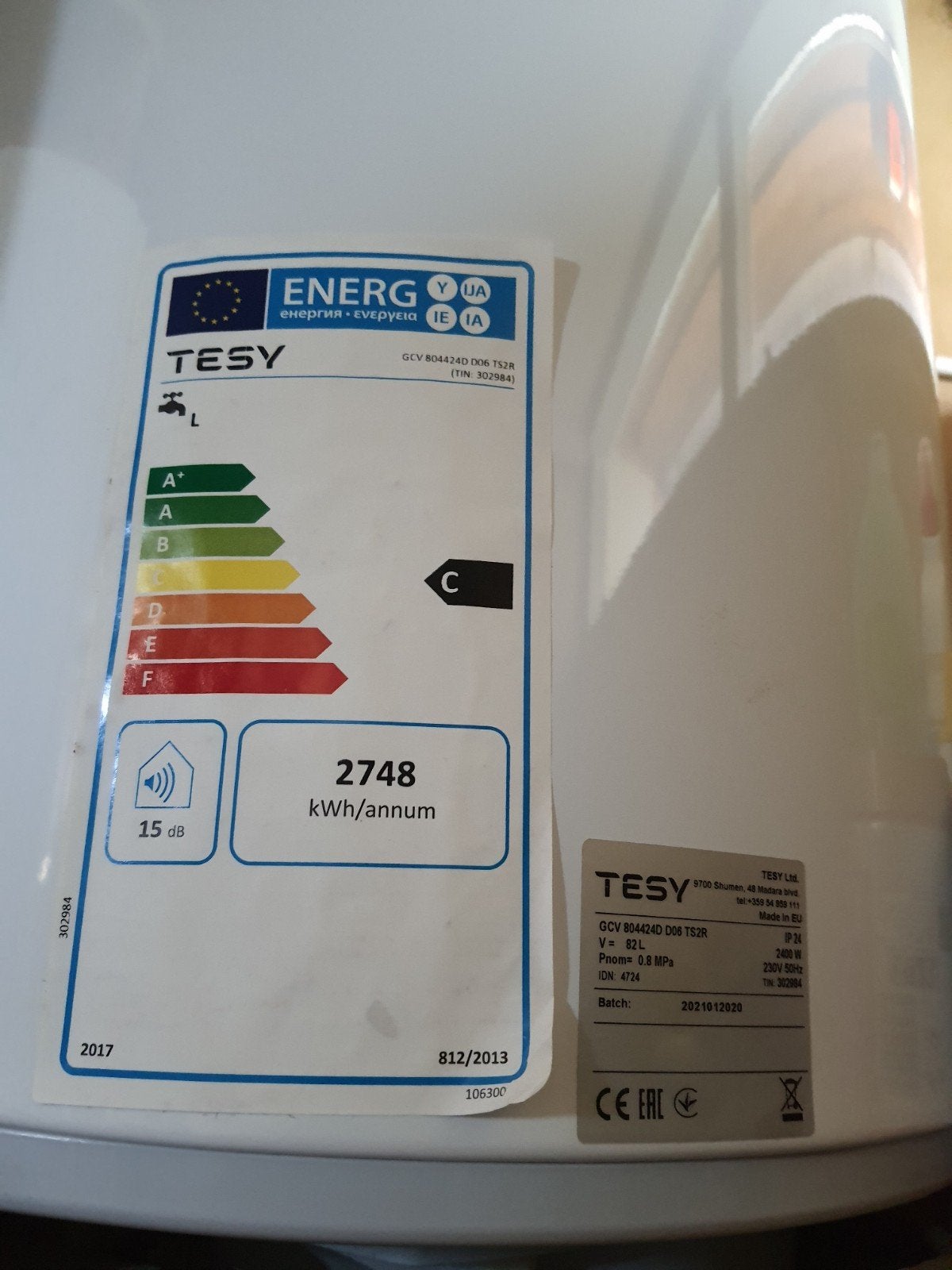 Zo goed als nieuwe Tesy boiler 82 liter 1200/ 2400W, Doe-het-zelf en Verbouw, Geisers en Boilers, Ophalen