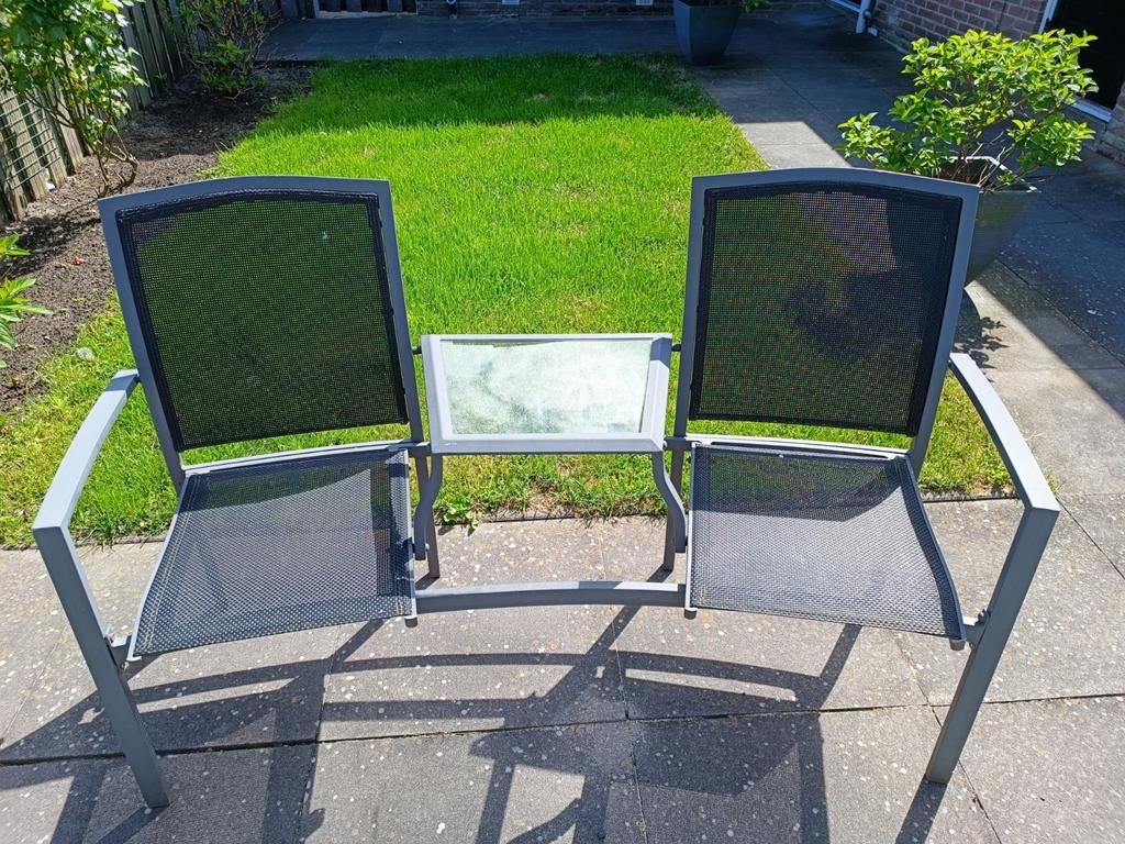 Bankje met tafeltje, Tuin en Terras, Tuinsets en Loungesets, Gebruikt, Tuinset, 2 zitplaatsen, Ophalen