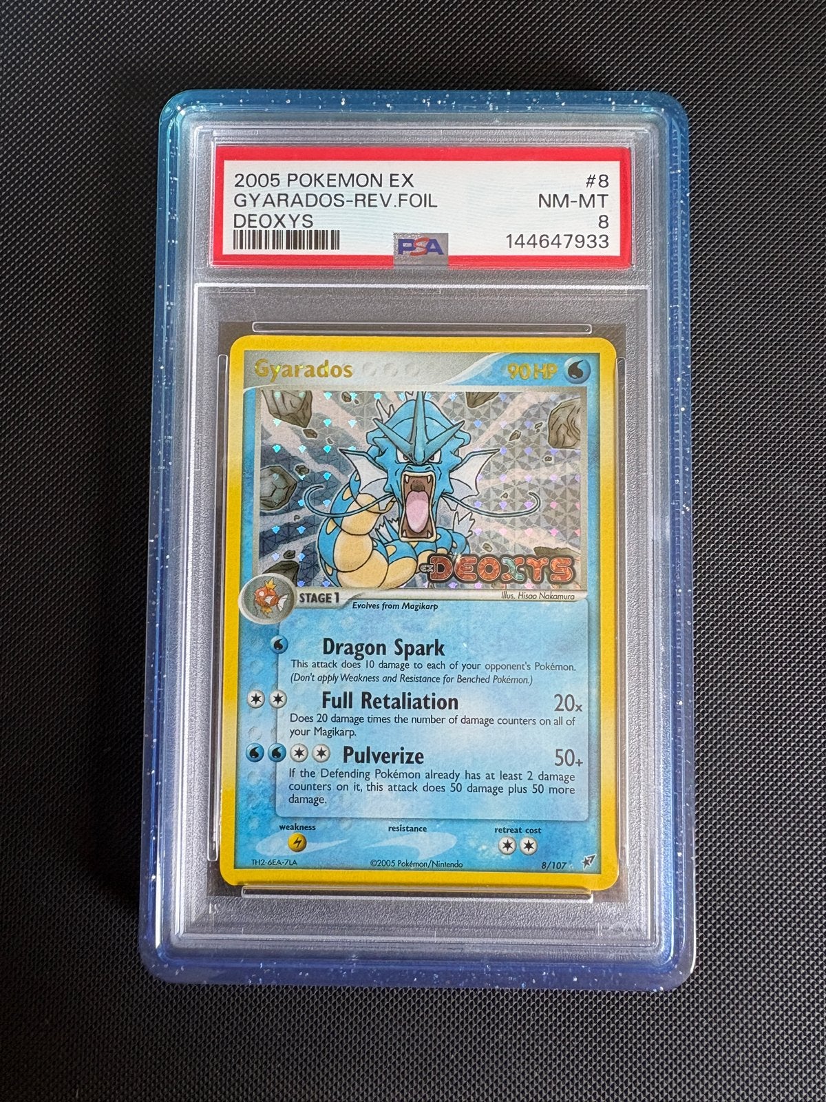 Gyarados #8 PSA 8 - Stamped Reverse holo, Ophalen, Zo goed als nieuw, Losse kaart, Foil