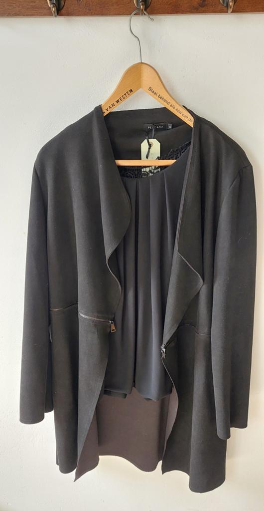 Pescara zwarte lange blazer suedine XL ritsjes, Kleding | Dames, Jasjes, Kostuums en Pakken, Zwart, Maat 46/48 (XL) of groter