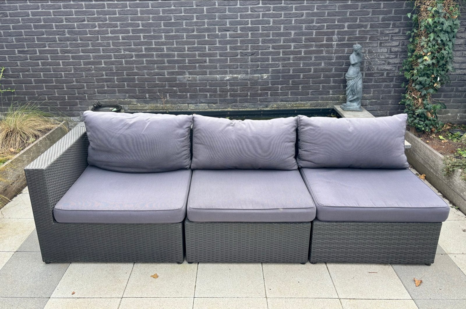 Tuinbank met Kussens - Grijs, Tuin en Terras, Ophalen, Gebruikt, Kunststof