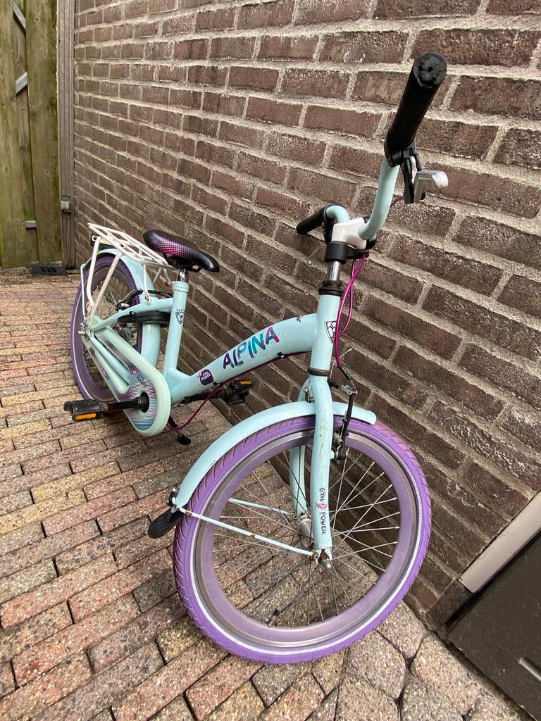Alpina kinderfiets 20 inch - Lichtblauw/Paars, Terugtraprem, Gebruikt, Ophalen of Verzenden, Handrem
