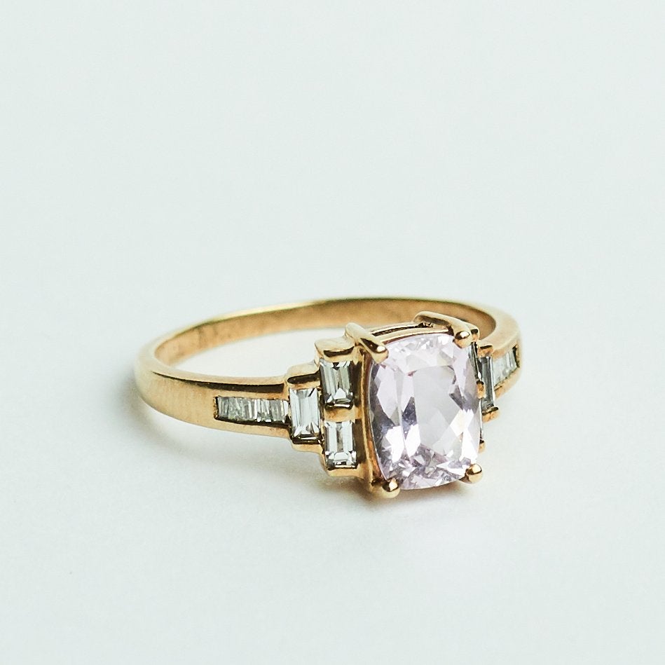 Vintage gouden ring 9 karaat goud amethist verlovingsring, Ophalen of Verzenden, Zo goed als nieuw, 17 tot 18, Met edelsteen