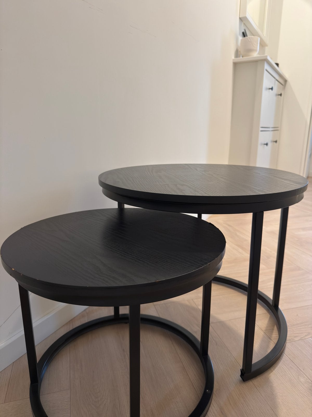 Zwarte salontafel set, Ophalen, Zo goed als nieuw, Rond, 50 tot 100 cm