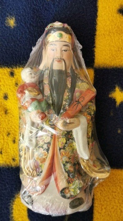 Chinese god Fu Beeld + kind Geluk, Overvloed & Harmonie 35cm, Handgemaakt, Ophalen of Verzenden, 20 - 50 cm, Steen of Keramiek