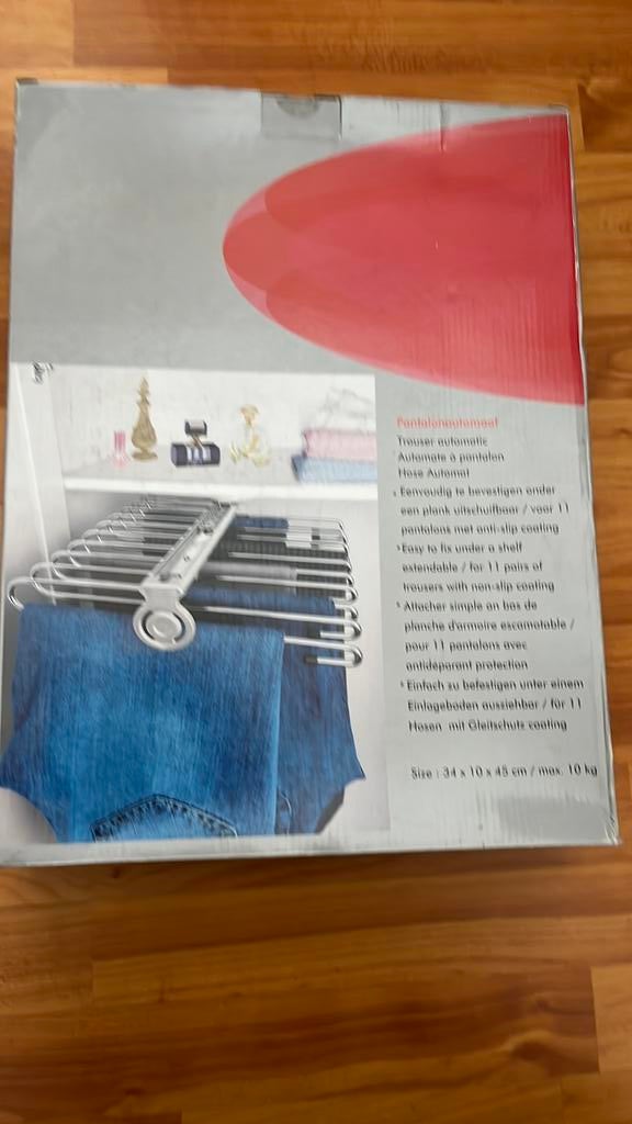Uitschuifbaar broekenrek, Ophalen, Eenpersoons, Wit, Zo goed als nieuw