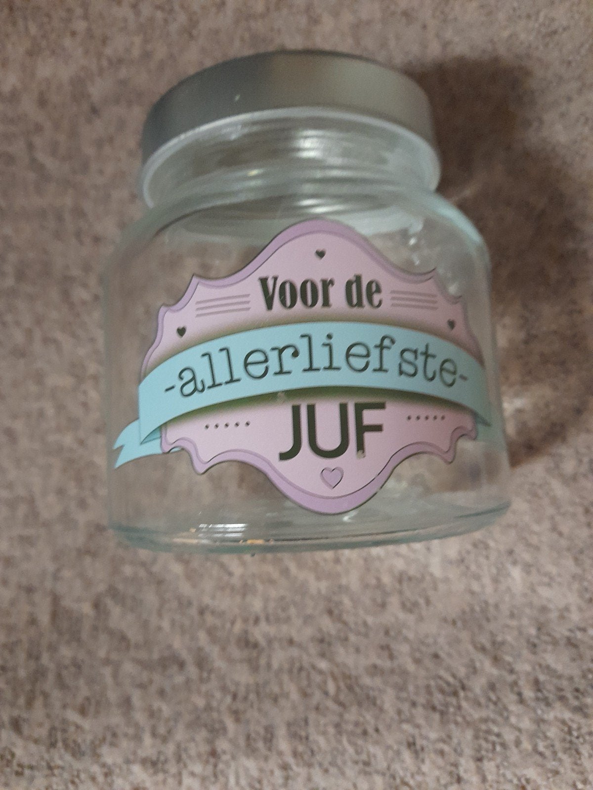 snoep pot voor juf, Ophalen of Verzenden, Zo goed als nieuw, Overige materialen, Pot, Bus of Blik