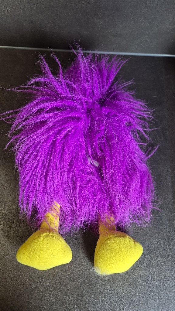 Paarse Vogel handpop, met geluid in snavel. 34cm. T10, Tweedehands verkoop, Tweedehands verkoop, Gebruikt, Overige typen