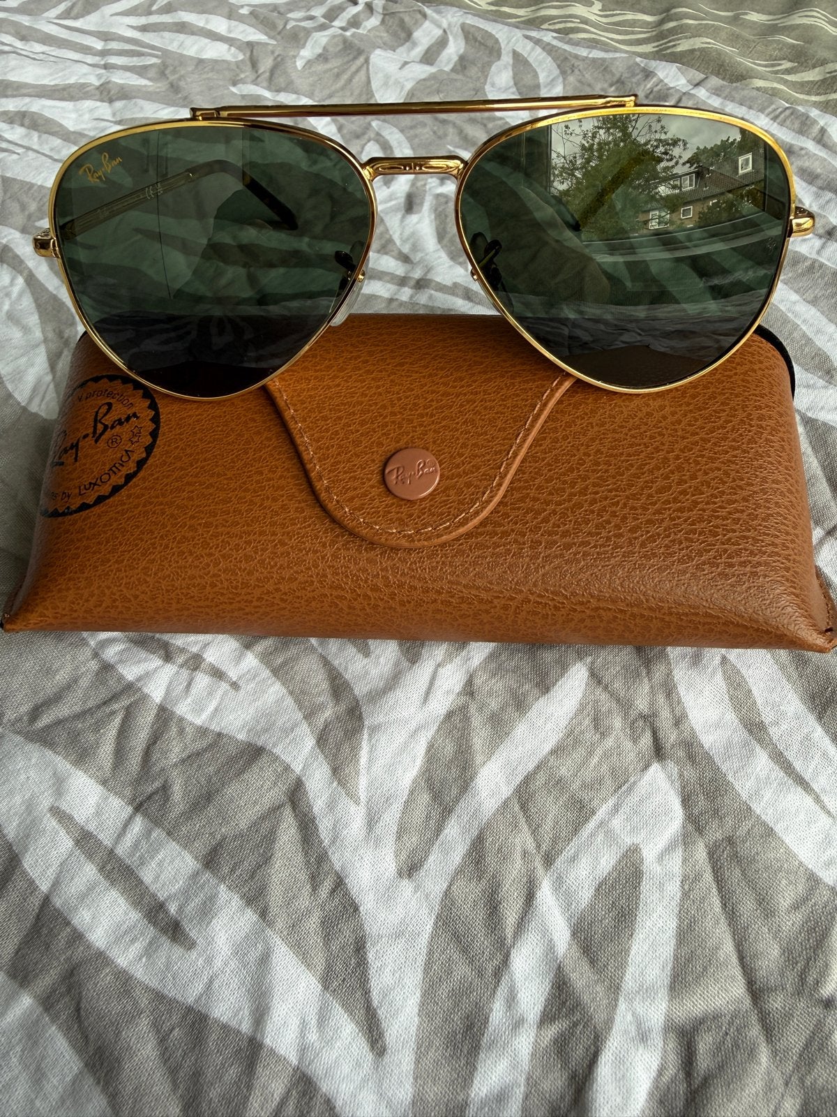 Nieuwe Ray-Ban RB3625 New Aviator Goud/Donkergroen, Zonnebril, Nieuw, Ophalen of Verzenden, Ray-Ban