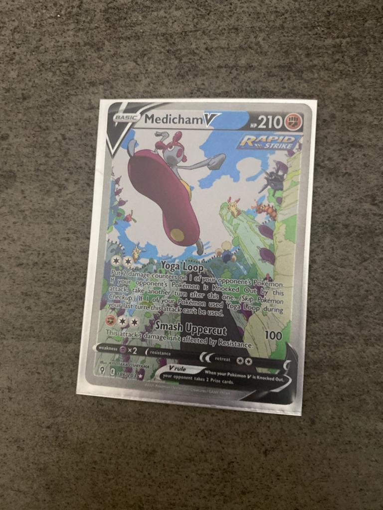Medicham V Pokémon kaart en sticker, Ophalen of Verzenden, Zo goed als nieuw, Losse kaart