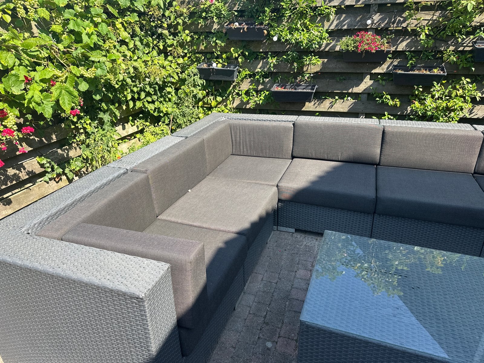 Bois Le Duc Wicker Loungeset met Glazen Tafel, Tuin en Terras, Ophalen, Gebruikt, Meer dan 8 zitplaatsen, Loungeset