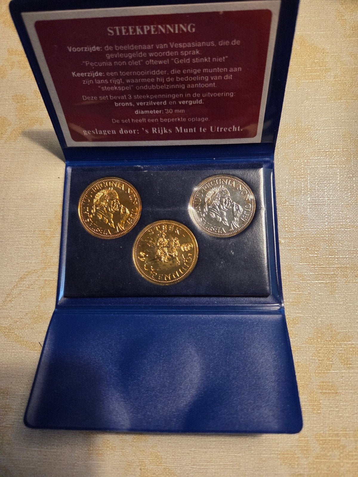 Steekpenning set - Brons, verzilverd en verguld - Rijks Munt, Ophalen of Verzenden, Overige materialen, Nederland