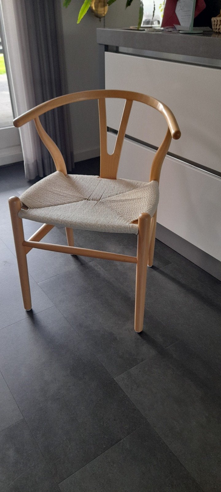 6 Scandinavische eetkamerstoelen met rieten zitting, Ophalen, Overige kleuren, Scandinavisch, Hout