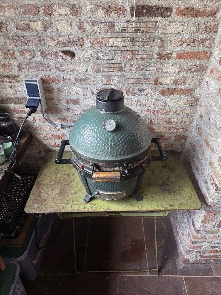 green egg Mini Max, Tuin en Terras, Houtskoolbarbecues, Ophalen, Zo goed als nieuw, Green Egg