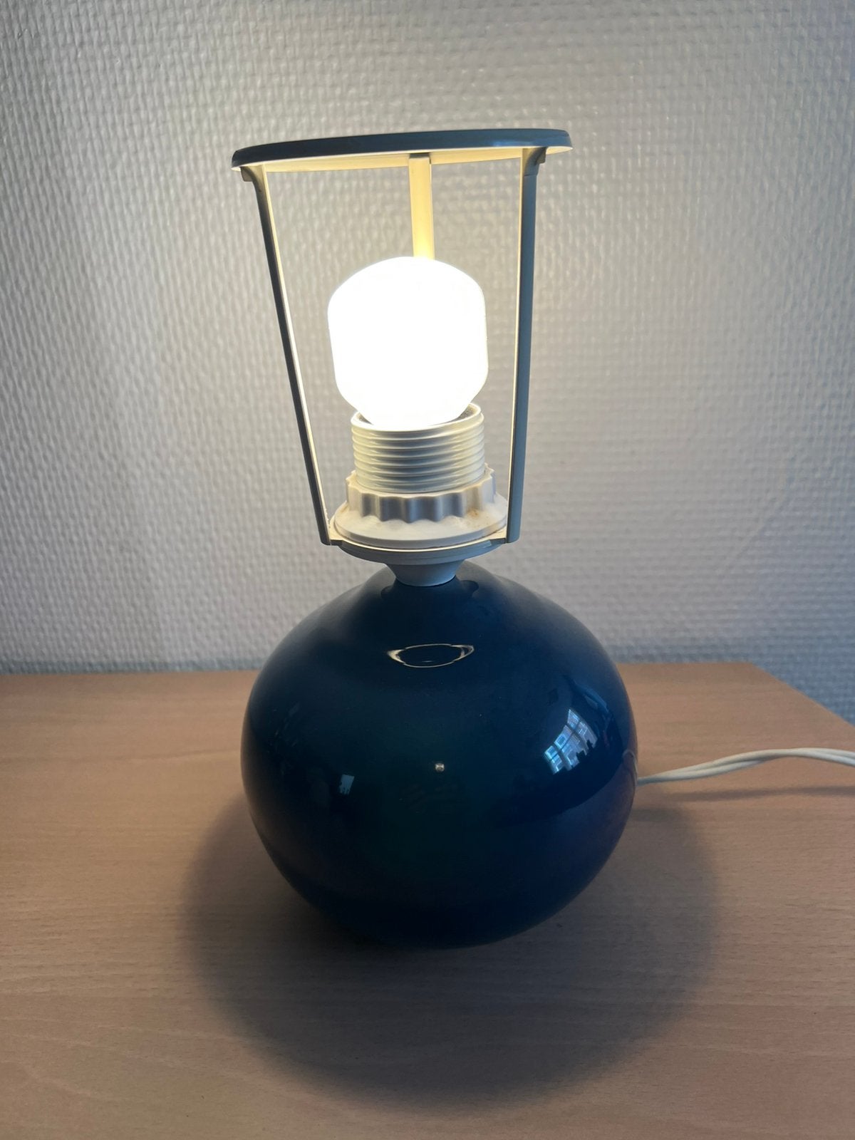 Vintage Klassiek Blauw Keramiek Tafellampje - Jaren 70, Blauw, Gebruikt, Vintage, 25 cm