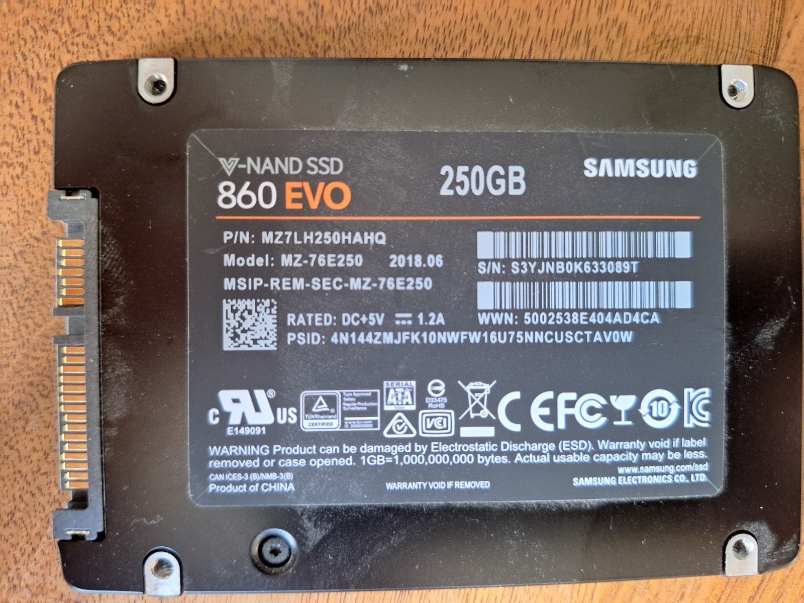 SSD 256Gb Samsung, Computers en Software, Intern, Gebruikt, Samsung SSD 860 EVO, Ophalen of Verzenden