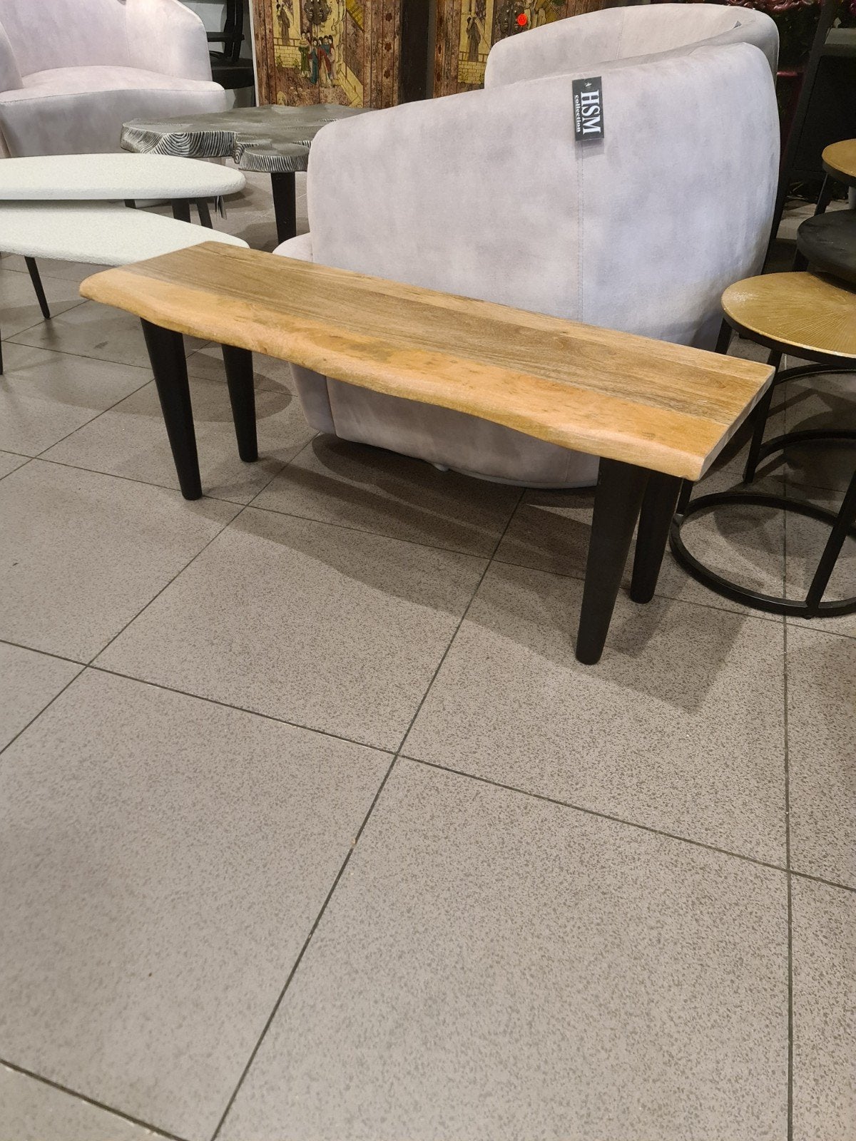 Nieuw industrieel bankje bijzettafel 100x33x38cm mango, Ophalen, Minder dan 45 cm, Industrieel landelijk barok brocante koloniaal boheems vintage