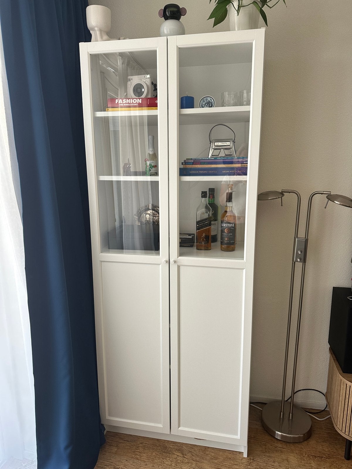 Ikea Billy Witte vitrinekast met glazen deuren en planken, Ophalen, 200 cm of meer, 50 tot 100 cm, Zo goed als nieuw