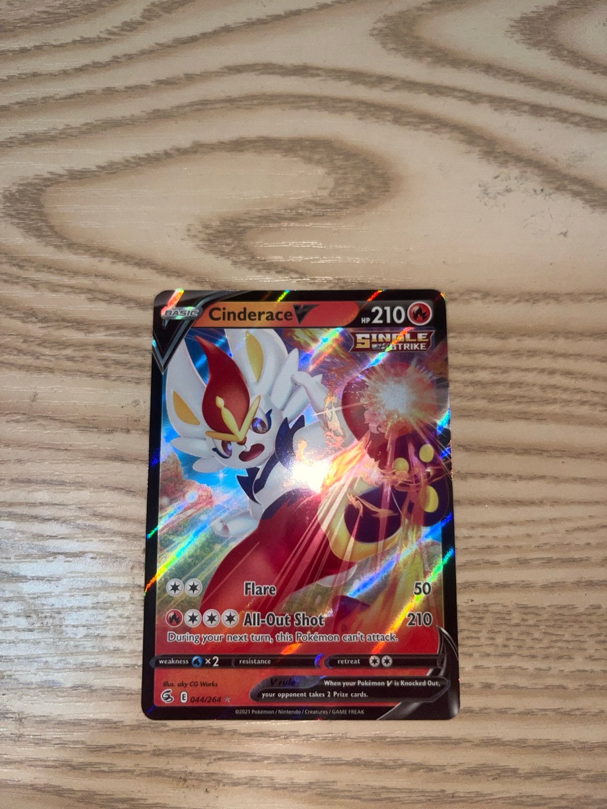 Cinderace V Pokémon Kaart (044/264) - Single Strike, Ophalen of Verzenden, Zo goed als nieuw, Losse kaart, Foil