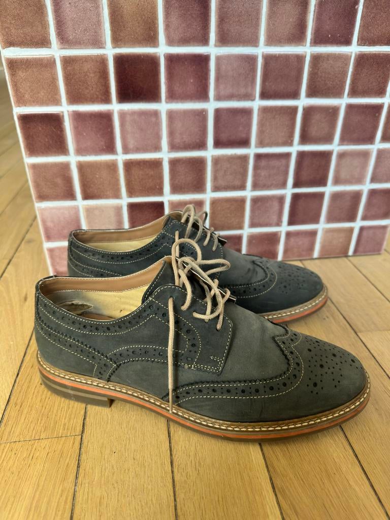 Clarks blauwe suede herenschoenen, maat 42, Blauw, Ophalen of Verzenden, Gedragen, Veterschoenen